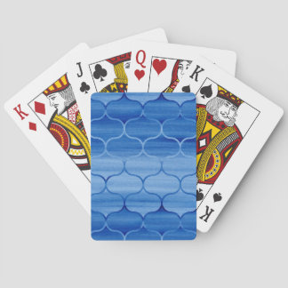 Blue Watercolor Ogee Pattern Poker Cards