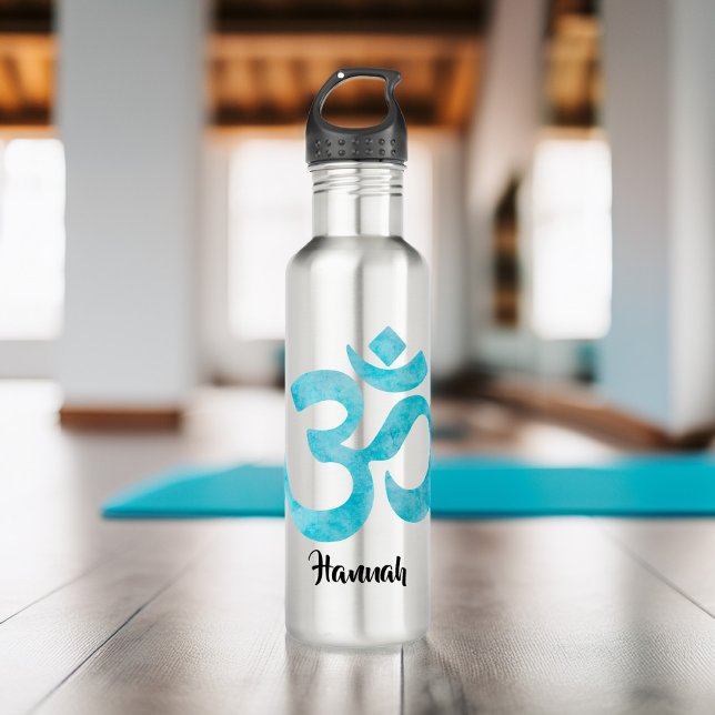 Blue Watercolor Ohm Sign Water Bottle (Creator Uploaded)