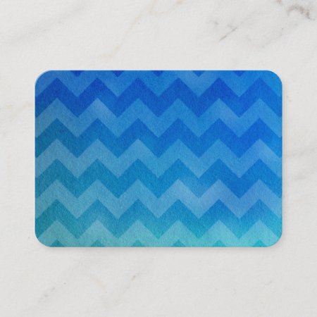 Blue Watercolor Ombre Chevron Business Card