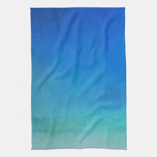 Blue Watercolor Ombre Kitchen Towel (Vertical)
