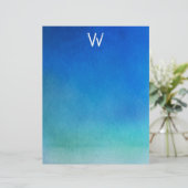 Blue Watercolor Ombre Monogram (Standing Front)