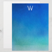 Blue Watercolor Ombre Monogram (Front/Back)