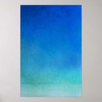 Blue Watercolor Ombre Poster by cliffviewgraphics at Zazzle