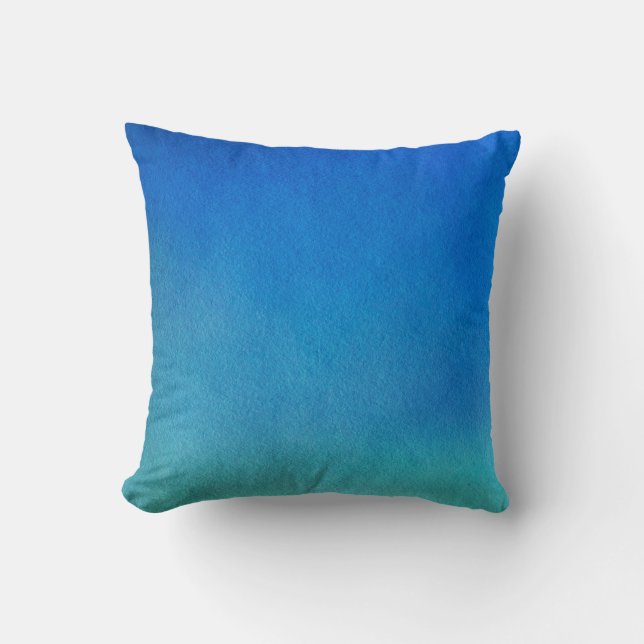 Blue Watercolor Ombre Throw Pillow (Front)