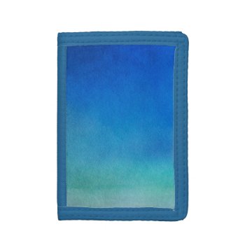 Blue Watercolor Ombre Trifold Wallet by cliffviewgraphics at Zazzle