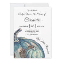 Blue Watercolor Our little Pumpkin Baby Shower 