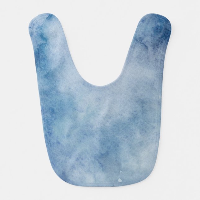 Blue Watercolor Paint Baby Bib (Front)