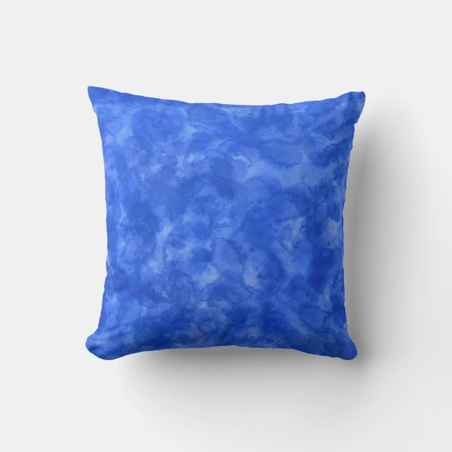 Blue Watercolor Painting Throw Pillow (Front)