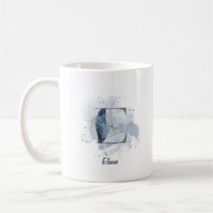 Blue Watercolor Personalized Name Letter Initial E Coffee Mug
