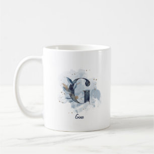 Blue Watercolor Personalized Name Letter Initial G Coffee Mug