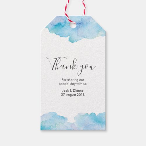 Blue watercolor personalized Thank You Favor tags