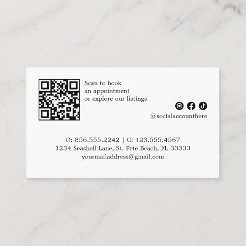 BLUE WATERCOLOR PINSTRIPE BEACH COASTAL BUSINESS CARD