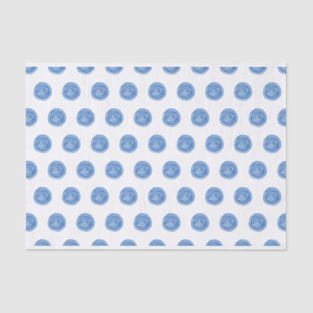 Blue Watercolor Polka Dots Tissue Paper (Front)