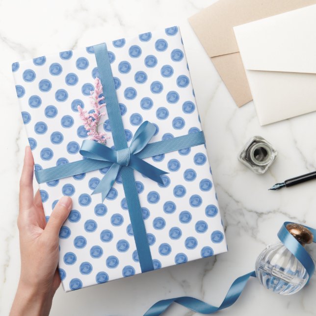 Blue Watercolor Polka Dots Wrapping Paper (Gifting)
