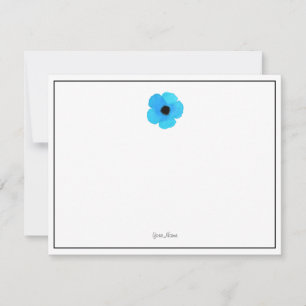 Blue Watercolor Poppy Note Card