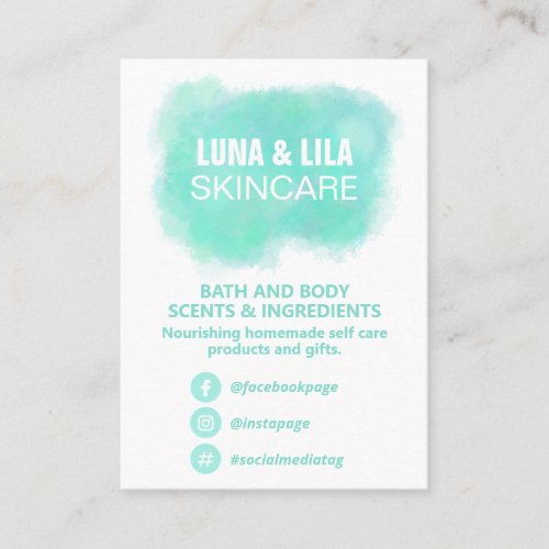 Blue Watercolor Product Ingredient List Business Card