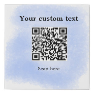 blue watercolor QR scan code add custom text rusti Faux Canvas Print