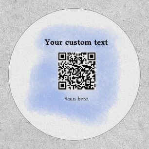 blue watercolor QR scan code add custom text rusti Patch