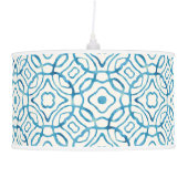 Blue Watercolor Quatrefoil Block Print Pendant Lamp (Right)