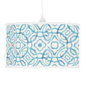 Blue Watercolor Quatrefoil Block Print Pendant Lamp (Back)