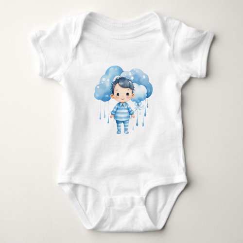 Blue Watercolor Rain Cloud Baby Boy Baby Bodysuit