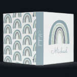 Blue Watercolor Rainbow Personalized Baby Boy 3 Ring Binder<br><div class="desc">Boho watercolor blue rainbow with a whimsical script typeface for a baby boy binder baby book.</div>