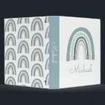 Blue Watercolor Rainbow Personalized Baby Boy 3 Ring Binder<br><div class="desc">Boho watercolor blue rainbow with a whimsical script typeface for a baby boy binder baby book.</div>