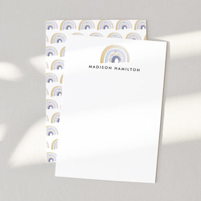 Blue Watercolor Rainbow Personalized Stationery Note Card (Creator Uploaded)