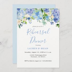 Blue Watercolor Rehearsal Dinner Invitation