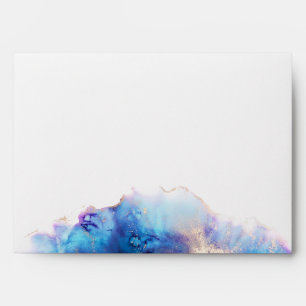 Blue Watercolor Return Address Custom Wedding Envelope