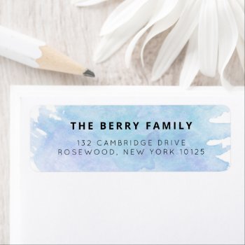 Blue Watercolor Return Address Label by lilanab2 at Zazzle