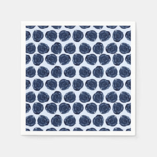 Blue Watercolor Rose Vines Cottage Chic Wedding Napkins
