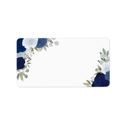 Blue Watercolor Roses Blank DIY Wedding Address Label