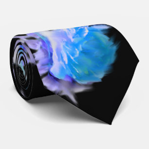 Blue watercolor roses blue flower blue floral neck tie