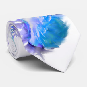 Blue watercolor roses blue flower blue floral neck tie