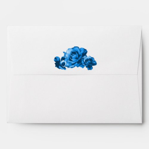 Blue Watercolor Roses Elegant Wedding Invitation Envelope