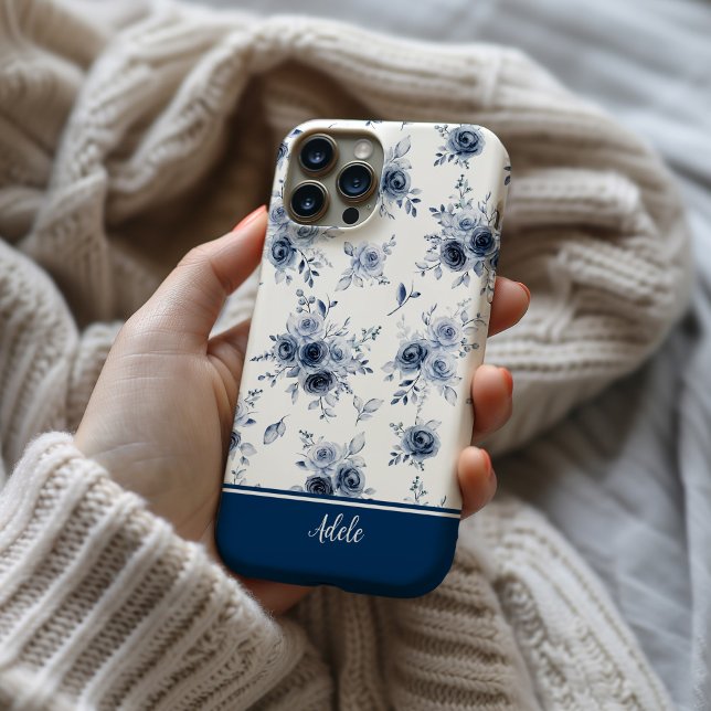 Blue Watercolor Roses MagSafe Tough Case-Mate iPhone Case (Blue roses phone case)
