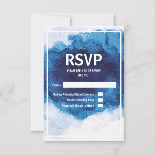 Blue Watercolor RSVP Card