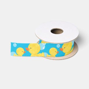 Blue Watercolor Rubber Duck Ribbon