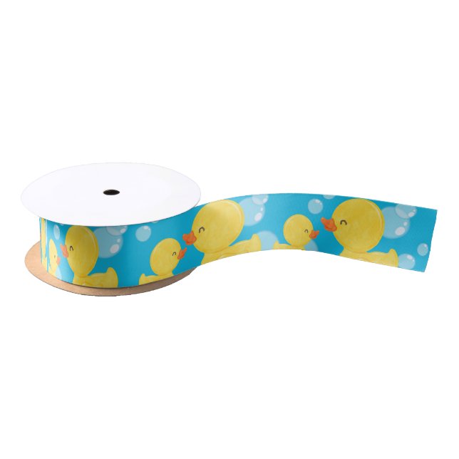 Blue Watercolor Rubber Duck Ribbon (Spool)
