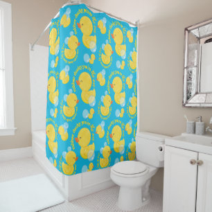 Blue Watercolor Rubber Ducky You're the One Shower Curtain