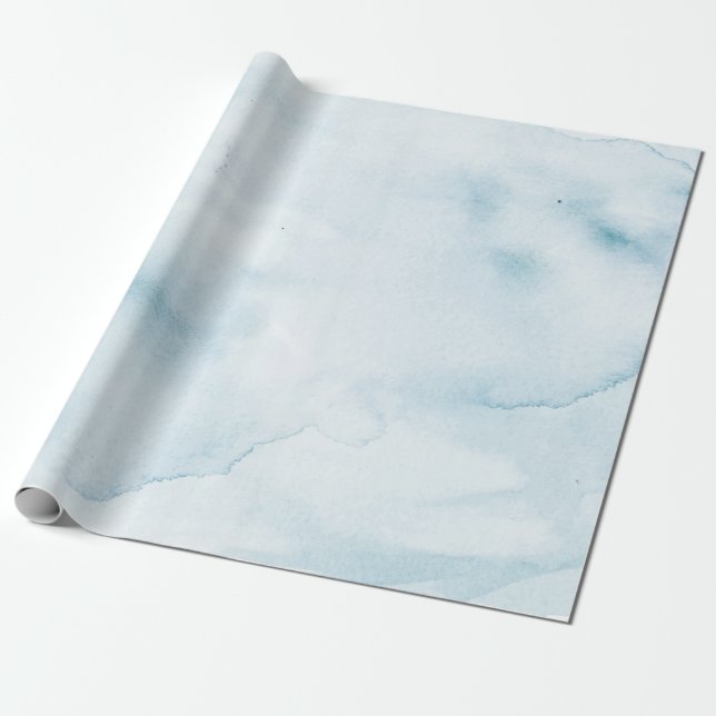 Blue Watercolor Rustic Pastel Wrapping Paper (Unrolled)