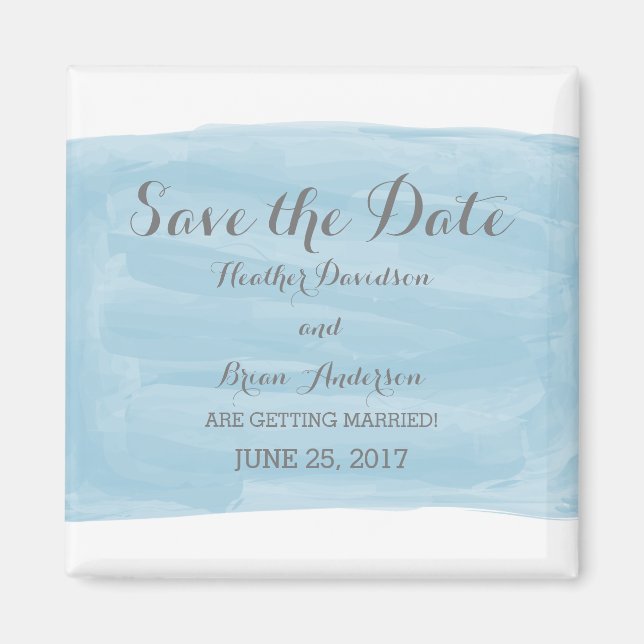 Blue Watercolor Save the Date Magnet (Front)