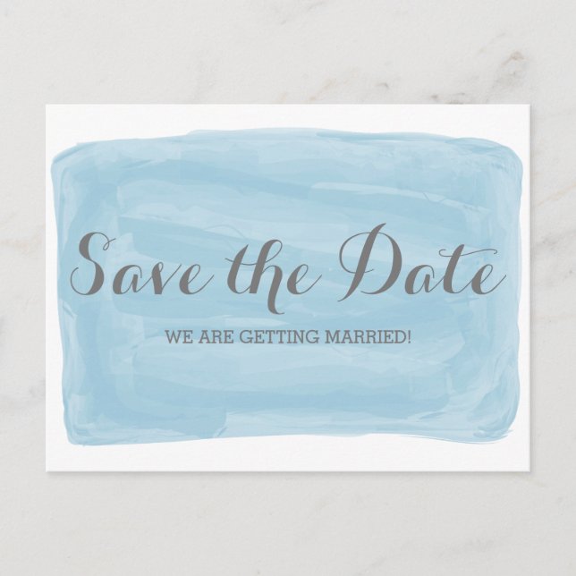 Blue Watercolor Save the Date Postcard (Front)
