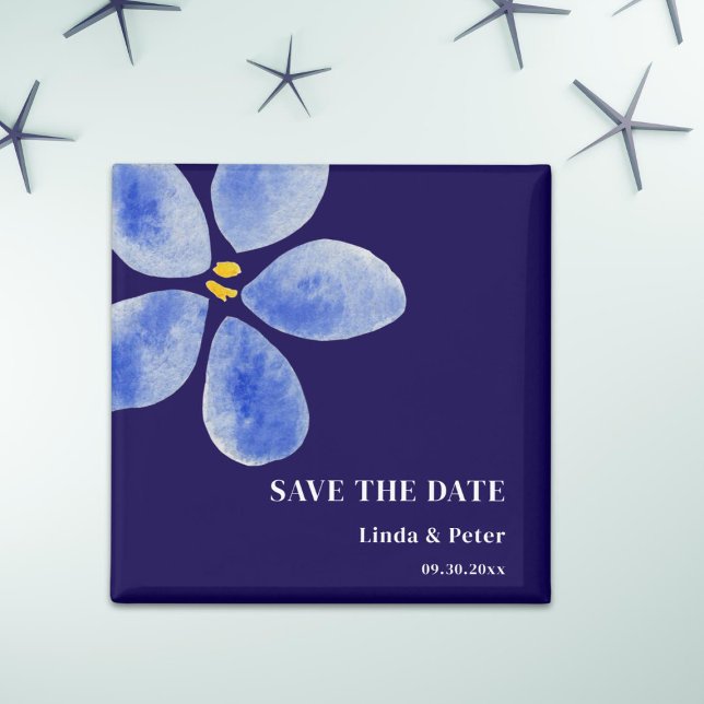 Blue Watercolor Save The Date Wedding Magnet (Creator Uploaded)