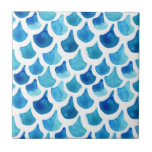Blue Watercolor Scale Pattern Ceramic Tile