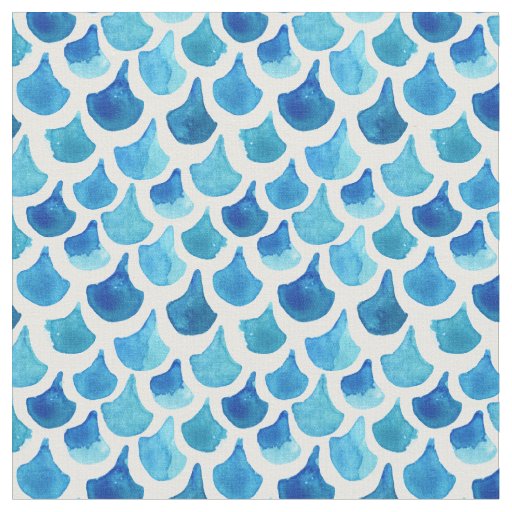 Blue Watercolor Scale Pattern Fabric