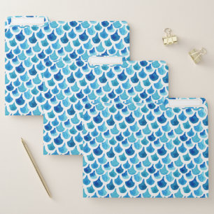 Blue Watercolor Scale Pattern File Folder