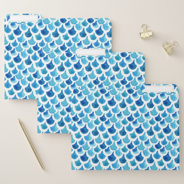 Blue Watercolor Scale Pattern File Folder (Set)
