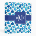 Blue Watercolor Scale Pattern Mini Binder